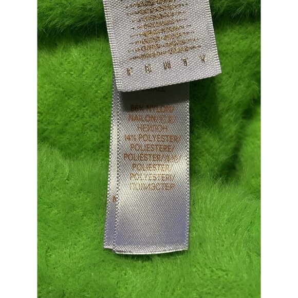 Savage X Fenty Fuzzy Green Long Sleeve Jumpsuit Bodysuit Small Cozy Plush - Picture 6 of 7